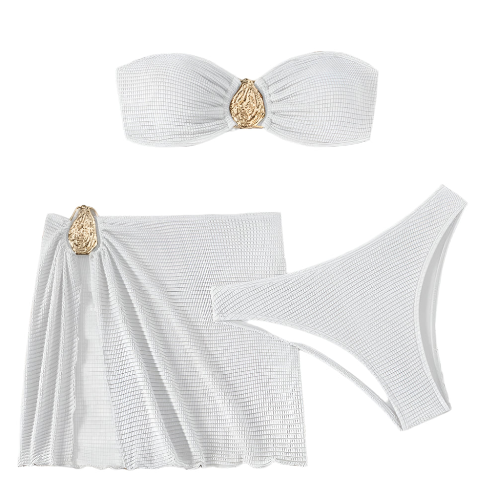 3-Piece Gold Detail Bikini Set