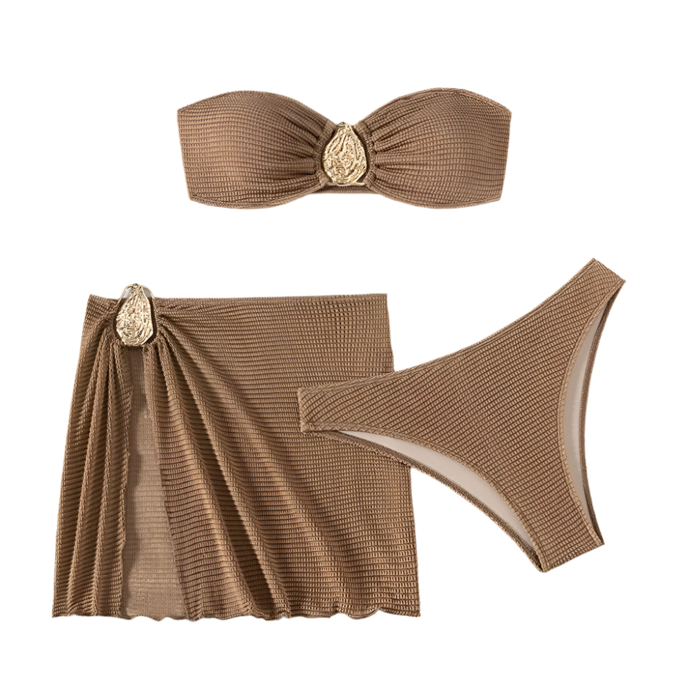 3-Piece Gold Detail Bikini Set