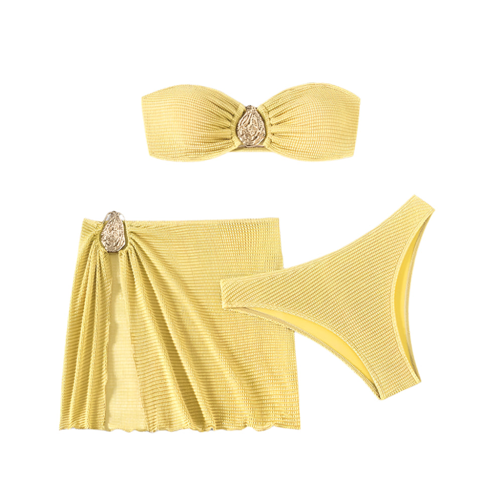 3-Piece Gold Detail Bikini Set