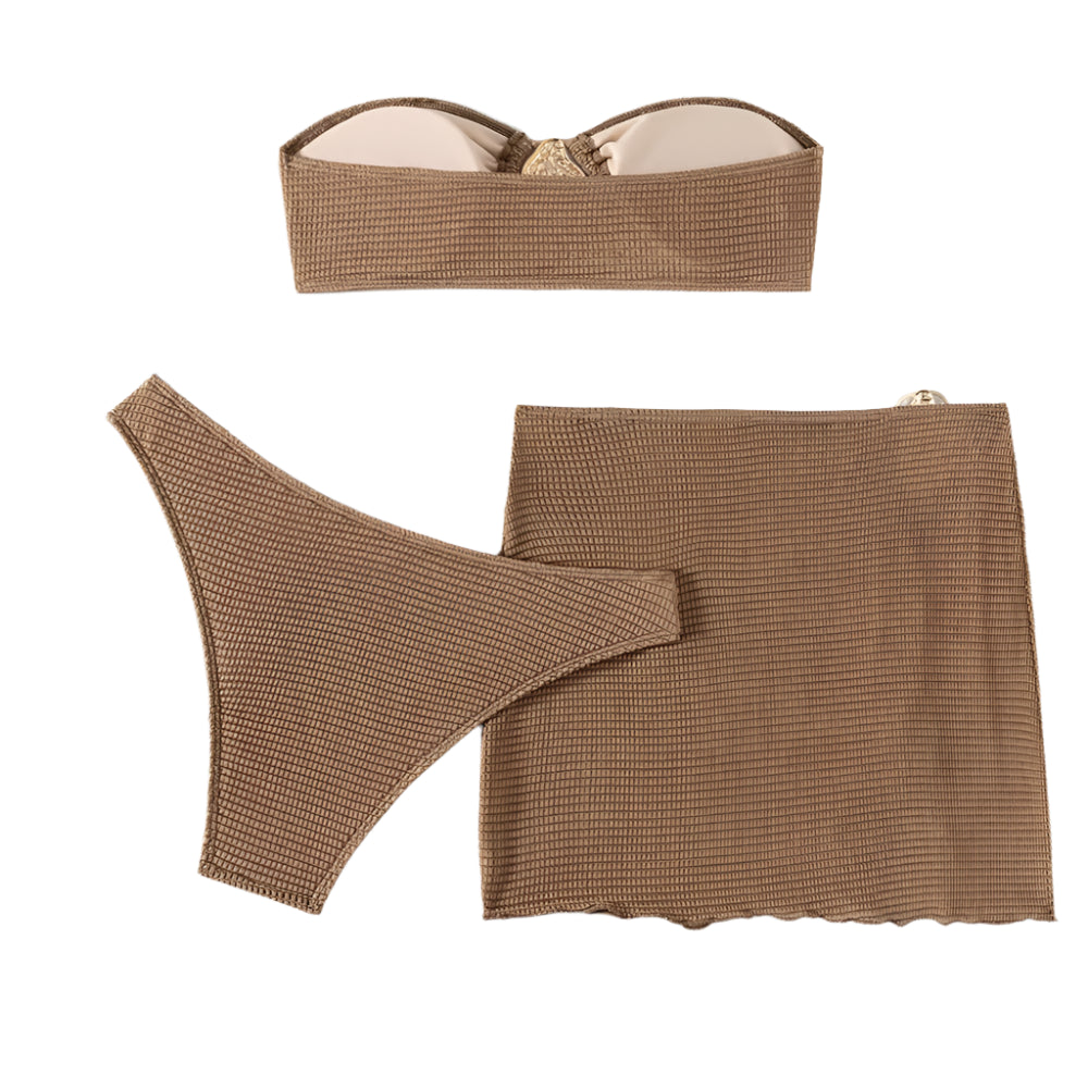 3-Piece Gold Detail Bikini Set