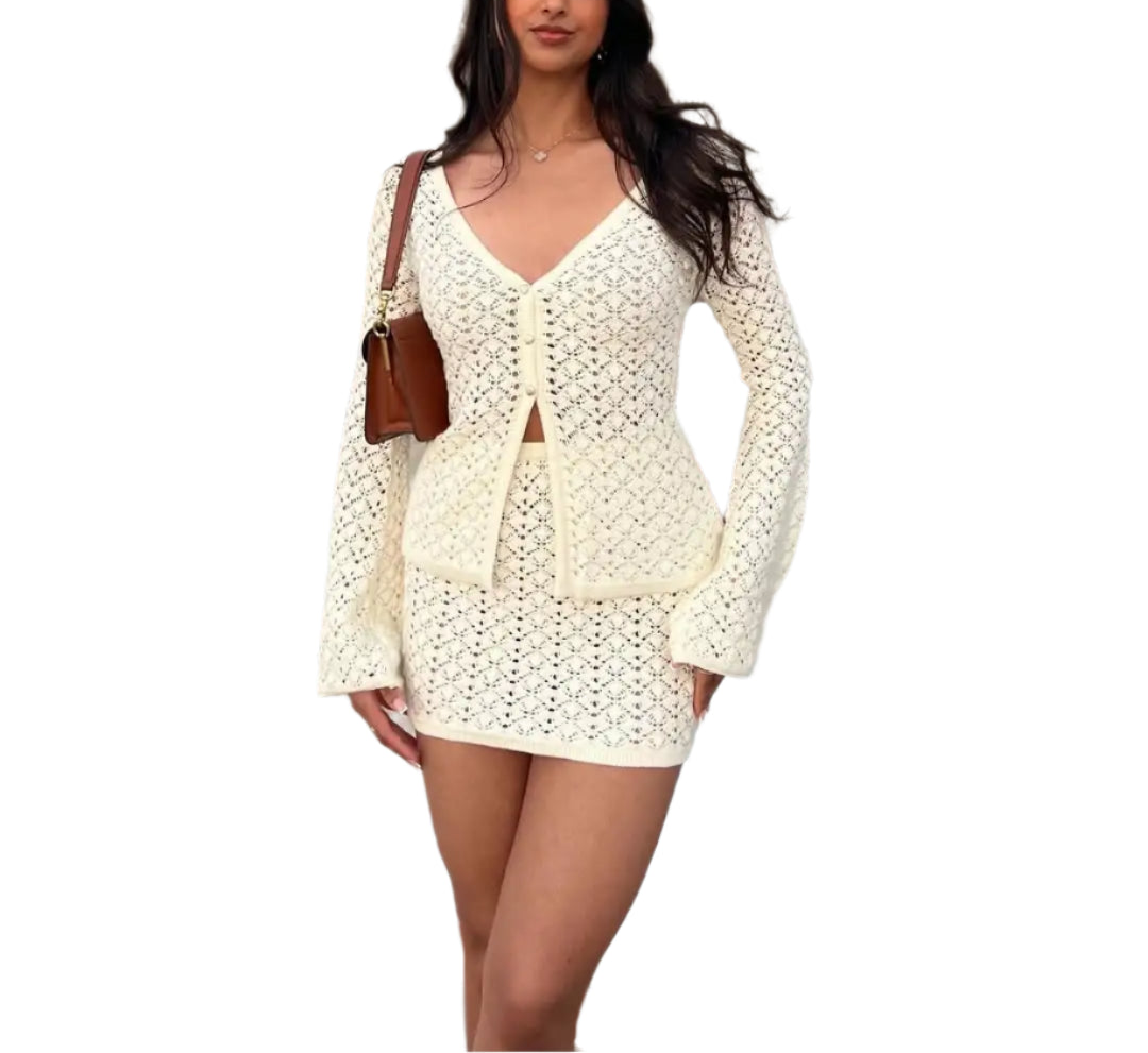 White Knitted Swim Cover Set