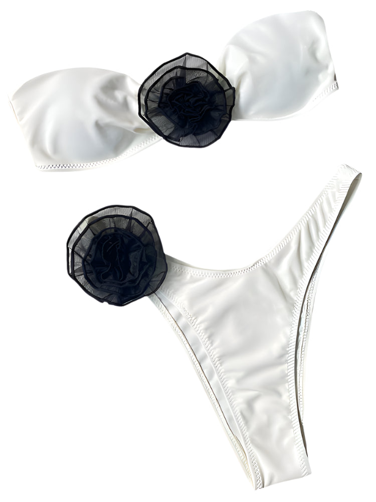 Strapless Flower Bikini Set