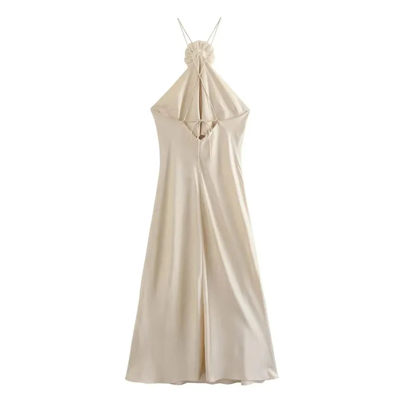 Flower Halter Midi Dress
