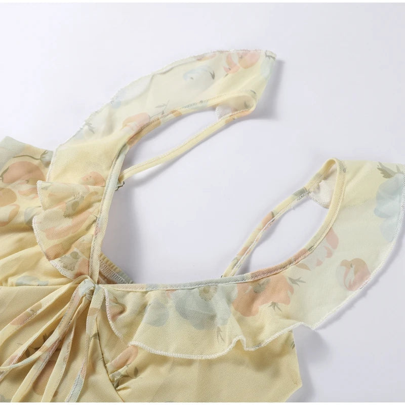 Yellow Flower Printed Dress