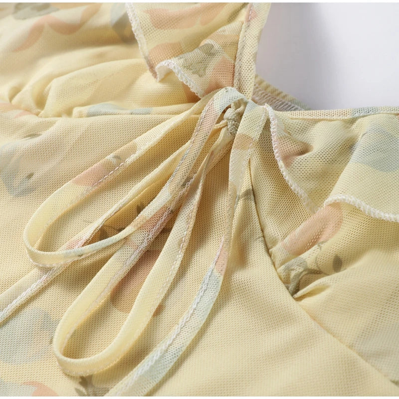 Yellow Flower Printed Dress