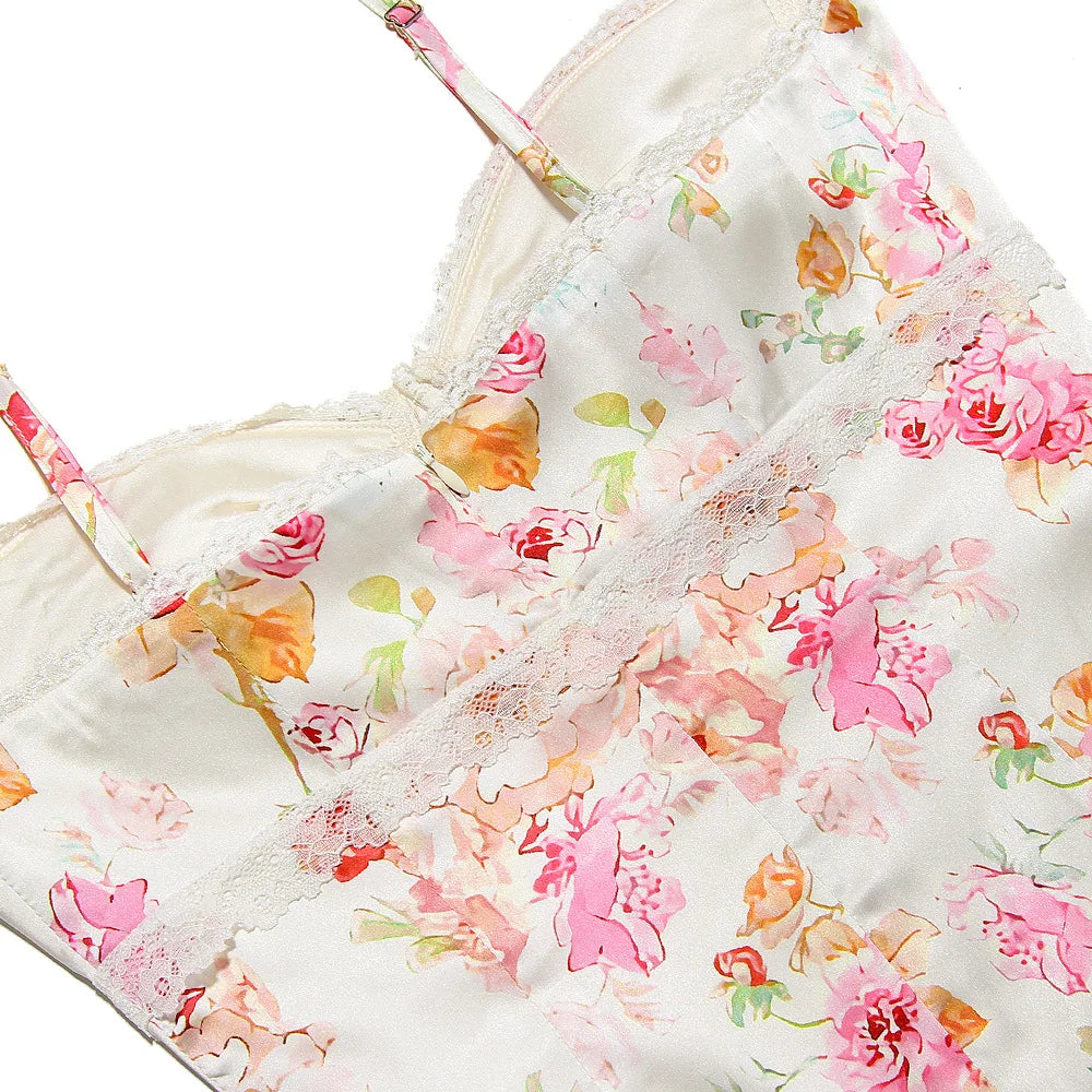 Summer Floral Satin Dress