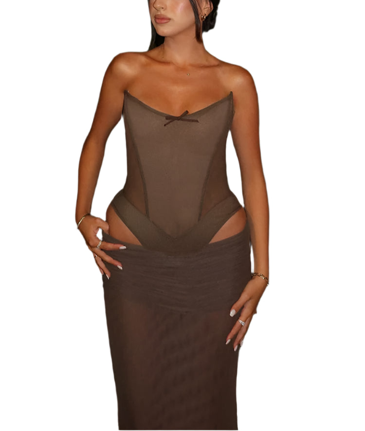 Chocolate Corset Set
