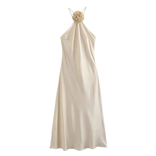 Flower Halter Midi Dress