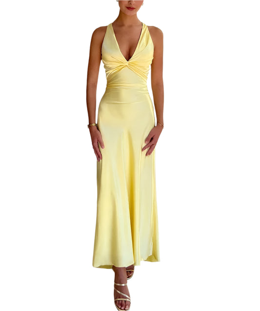 Satin Backless Bow Dress