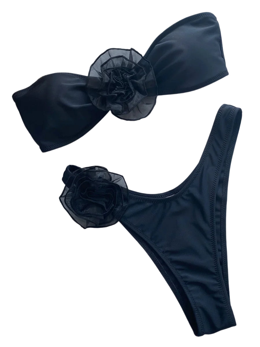 Strapless Flower Bikini Set
