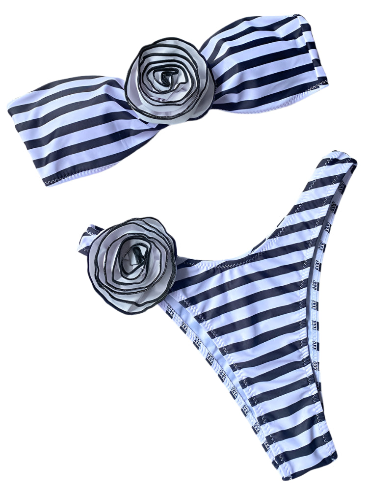 Strapless Flower Bikini Set