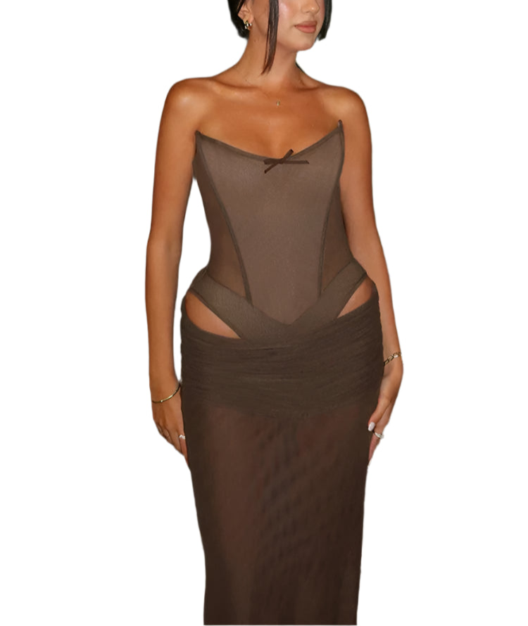 Chocolate Corset Set