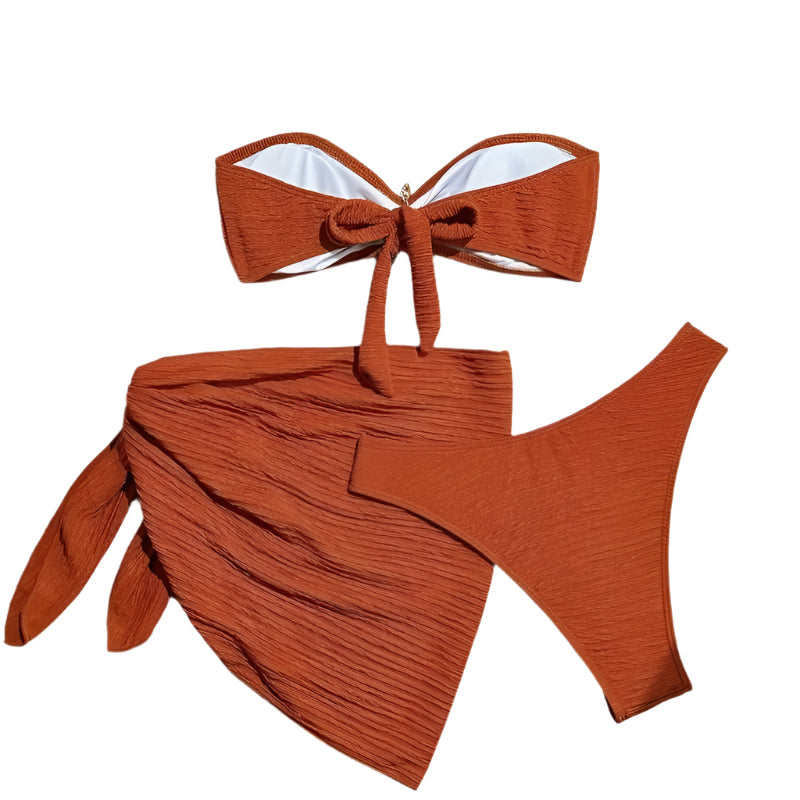 3-Piece Orange Starfish Bikini Set