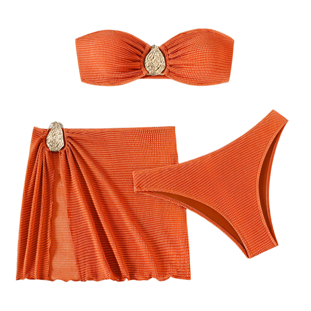 3-Piece Gold Detail Bikini Set