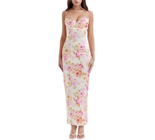 Summer Floral Satin Dress