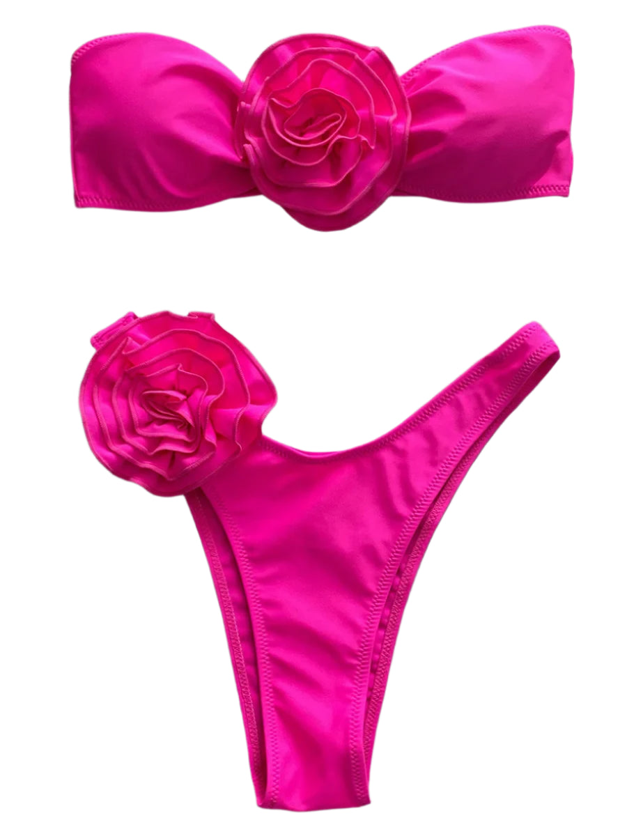 Strapless Flower Bikini Set