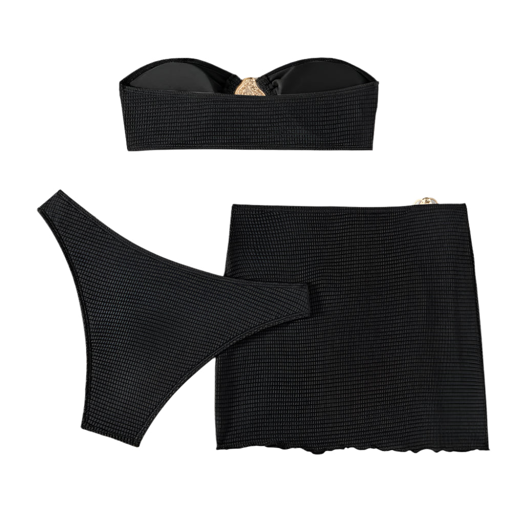 3-Piece Gold Detail Bikini Set
