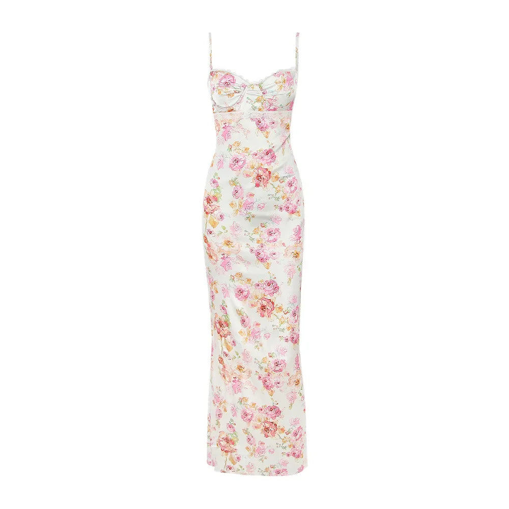 Summer Floral Satin Dress