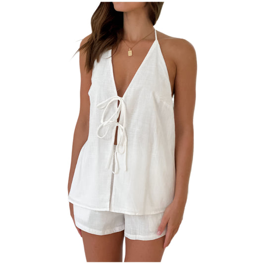 Front-Tie Halter 2-Piece Set