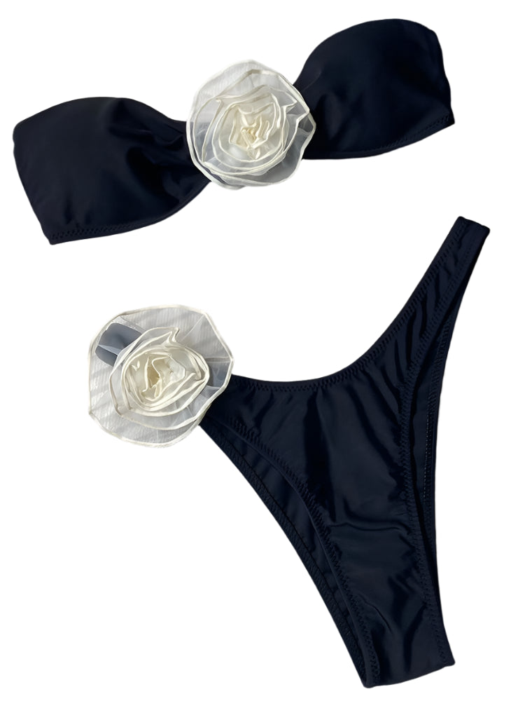 Strapless Flower Bikini Set