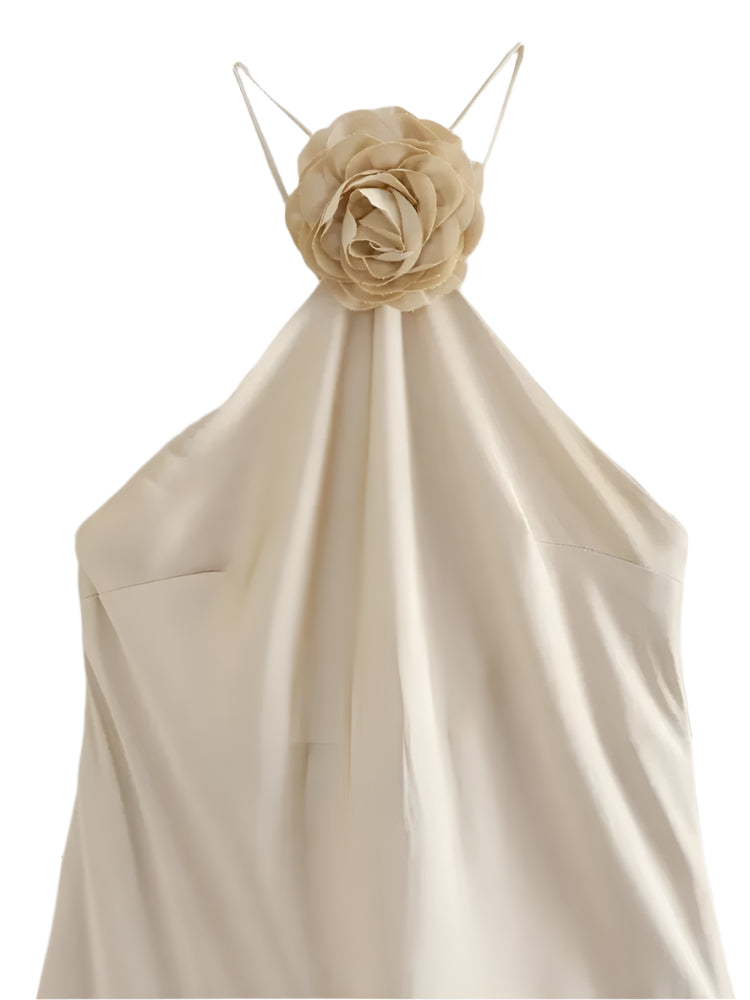 Flower Halter Midi Dress