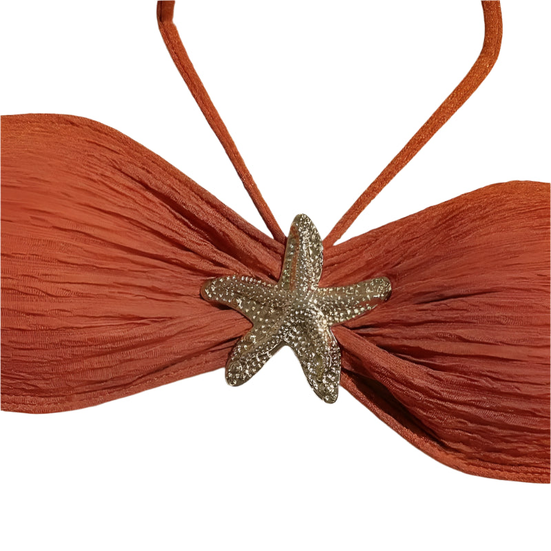 3-Piece Orange Starfish Bikini Set