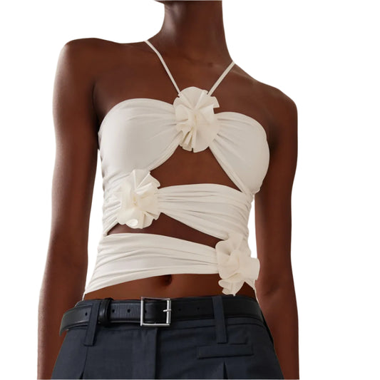 Flower Cut-Out Crop Top