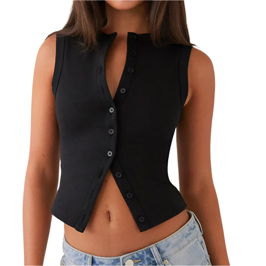 Sleeveless Button Up Tank