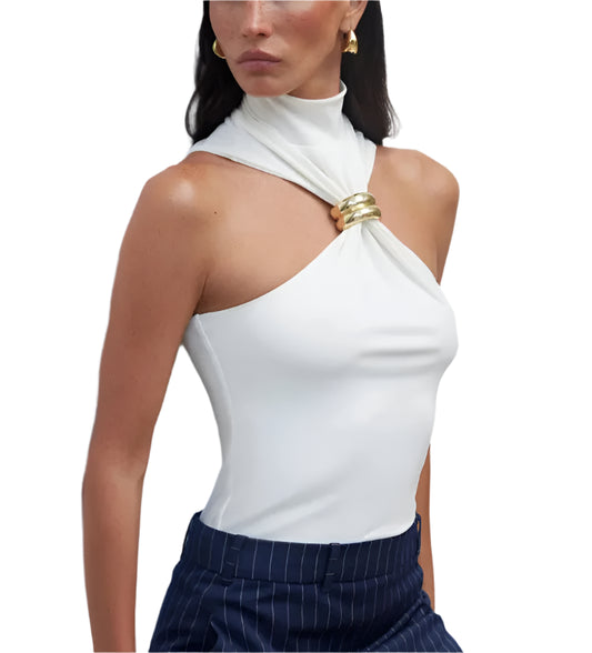 Metal Ring Turtleneck Tank